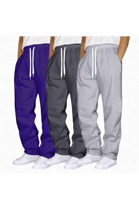 3 Pack Mens Gym Pants Casual Pants for Mens 2025 Plus Size Solid Color Casual Multiple Pockets Outdoor Straight Type Fitness Pants Cargo Pants Trousers