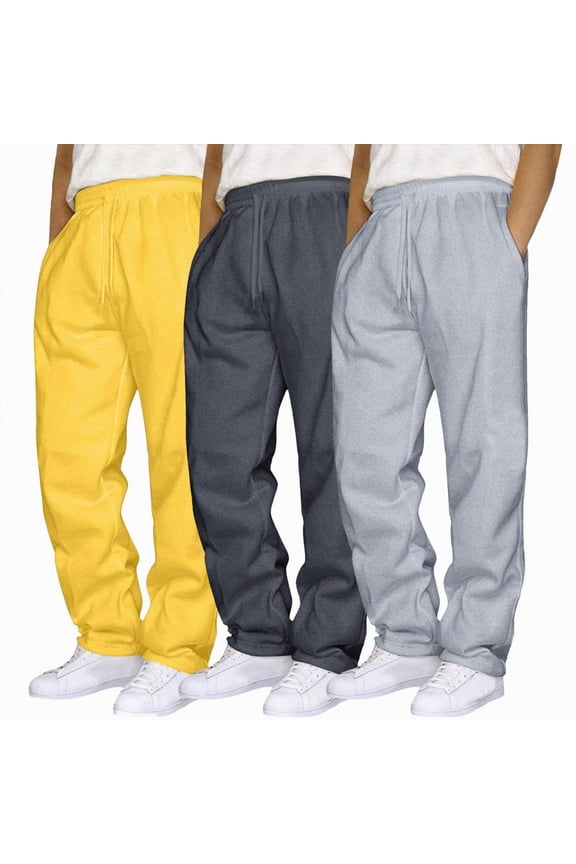 3 Pack Mens Hiking Pants Mens Fit Pants Casual Lightweight Drawstring Stretch Cotton Linen Pants for Men Summer Beach Yellow,2XL