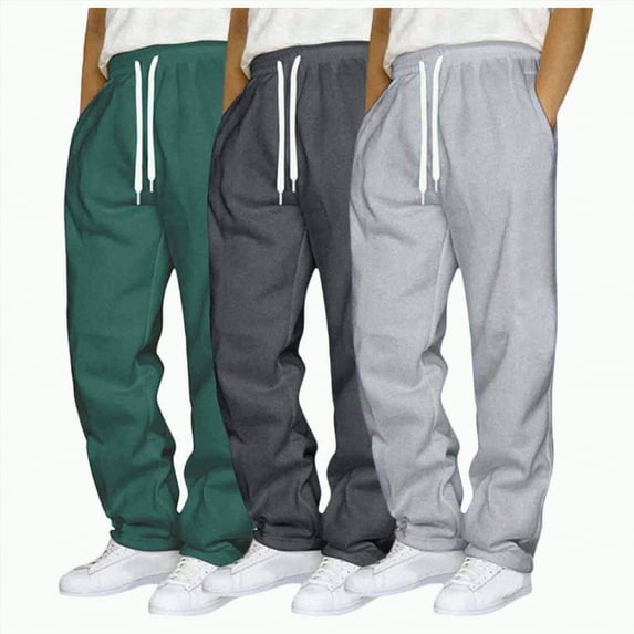 Rotm 3 Pack Pudolla Pants Men Men's Casual Chino Pants Relaxed Fit Drawstring Elastic Waist Lightweight Pant Twill Pleated Trousers Dark Green,L