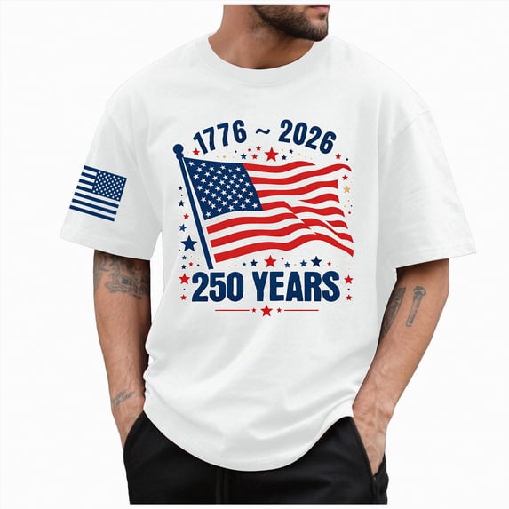 Rotm 4th Of July Shirts Men's Independence Day Graphic T-Shirts Summer Sun Printed 2026 Casual Short Sleeve Shirt White,L