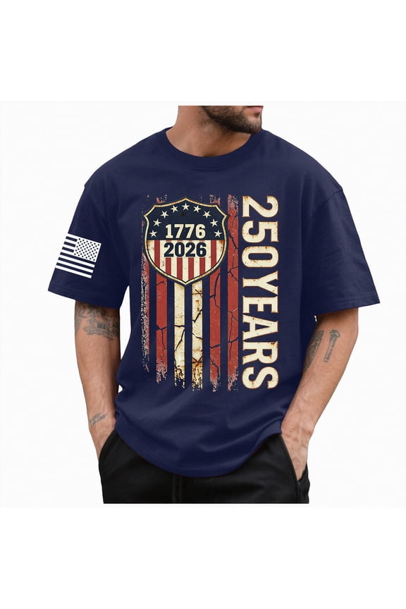 4th Of July Shirts for Men USA Flag 4th July American Red White Blue Star Stripes Patriotic T-Shirt Dark Blue,2XL