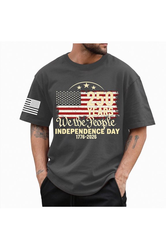4th Of July Shirts for Men USA Flag Star Stripes 4th of July Indepence Day Patriotic T-Shirt Dark Gray,M