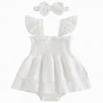 thumbnail image 1 of Rotm Baby Dresses Baby Girls' Short Sleeve Bodysuit Dress, Everyday Dresses White,0-3 Months, 1 of 7