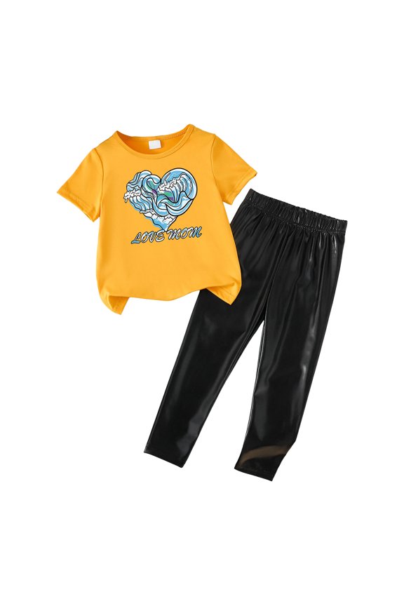 Baby Girl Stuff Toddler Girls Ruffle Graphic Tee and Pants Set Dark Purple,6 Years