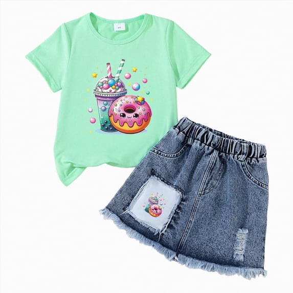 Rotm Baby Girl Summer Clothes Toddler Baby Girl 3PCS Embroidered Short Sleeve Tops Elastic Waist Shorts Outfits Set V,2-3 Years