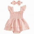 thumbnail image 1 of Rotm Baby Girls Clothes Infant Bodysuit Tutu Dress Baby Girl Romper Dress Toddler Solid Color Tulle Skirt Baptism Holidays Outfits Pink,6-12 Months, 1 of 7