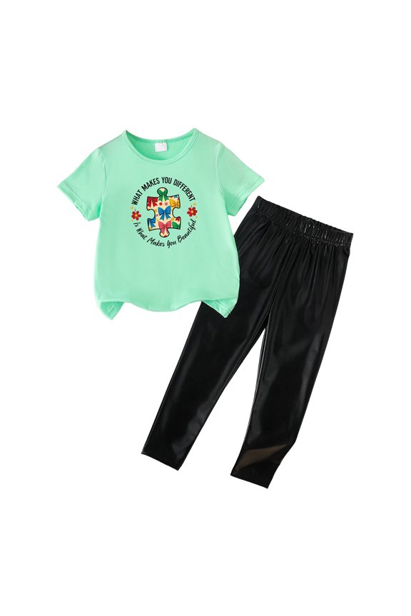 Baby Pants 2Pcs Set Infant Baby Girl Clothes Daddys Girl Bow Print Ruffles Long Sleeve Sweatshirt + Elastic Flared Pants Set Purple,4 Years