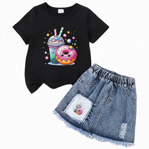 Rotm Baby Summer Clothes Toddler Baby Girl 3PCS Embroidered Short Sleeve Tops Elastic Waist Shorts Outfits Set X,5-6 Years