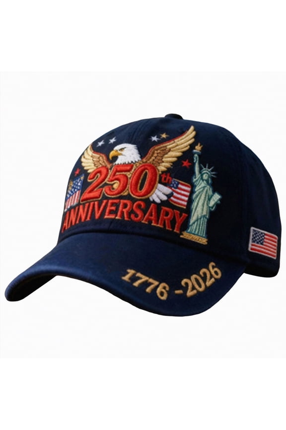 Baseball Hat 250 Years American Anniversary Cap, Adjustable & Embroidered Canvas Baseball Hat for Independence Day/Patriotic Events Dark Blue,One Size