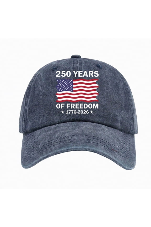 Baseball Hat 250 Years American Anniversary Cap, Adjustable & Embroidered Canvas Baseball Hat for Independence Day/Patriotic Events Navy,A