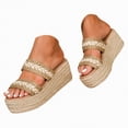 thumbnail image 1 of Rotm Beach Sandals Womens Platform Sandals Chain Slip on Open Toe Cute Beach Slide Sandals Gold,7.5, 1 of 7