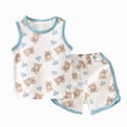 thumbnail image 1 of Rotm Boy Short Set Boy Clothes Toddler Baby Boys 2 PCS Summer Outfits Sleeveless Cotton Dinosaur T-Shirt Shorts Set Light Blue,9-12 Months, 1 of 7