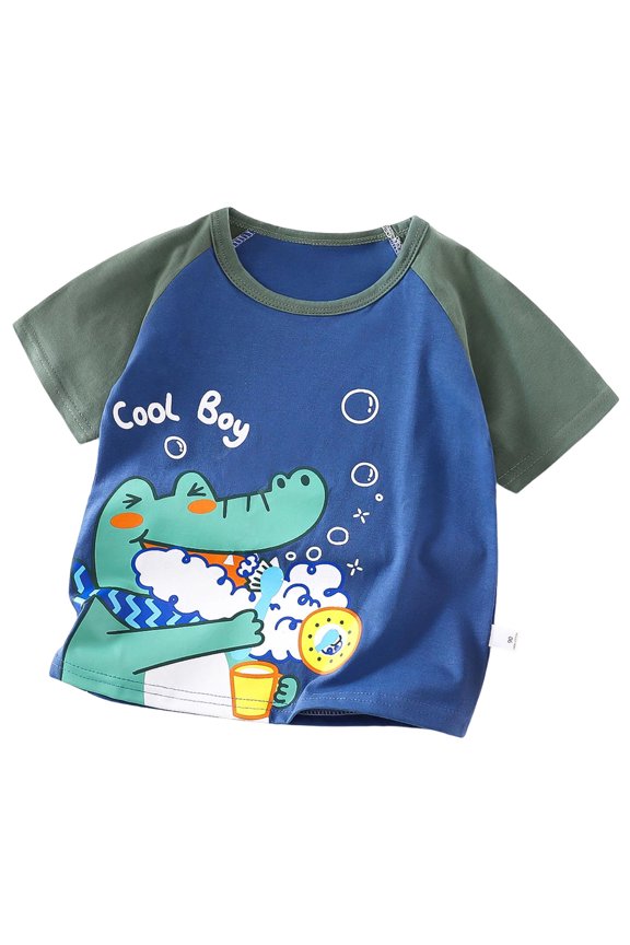 Boys Short Sleeve Summer Crewneck Kids T-Shirts One Piece Girls Tee Green,3-9 Months