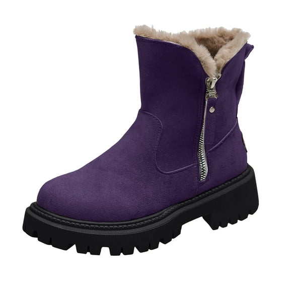 Rotm Burgundy Boots Women's Mid Calf Fashion Winter Snow Boots Purple,7.5