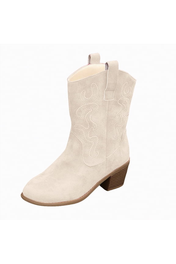 Calf Boots for Women Women's Knee High Boots Flat Warm Winter Boots with Side Zipper White,Size 9.5