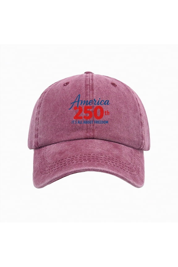 Caps for Men 250 Anniversary USA Hat, 4th of July Patriotic Retro Adjustable Baseball Cap with Badge for Men Women Gifts Wine,A