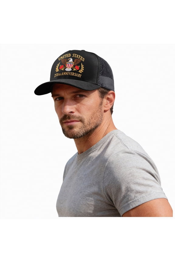 Caps for Men Women & Men Embroidery American-Flag Baseball Cap - Fashion Washed Cotton Letter USA-Hat for Unisex Black,One Size