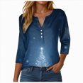 thumbnail image 1 of Rotm Christmas 3/4 Sleeve Tops Women Womens Plus Size Tops 3/4 Sleeve Blouses Shirts Casual V Neck Loose Tunic Tops Navy,L, 1 of 7