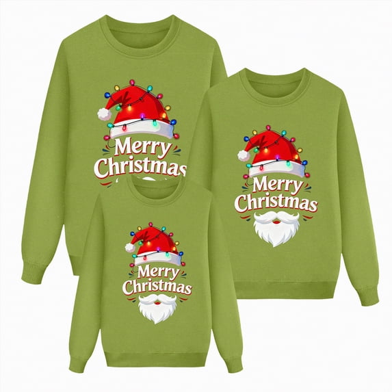 Rotm Christmas Shirts for Women Matching Family Christmas Sweatshirts Xmas Ugly Funny Pullover Tops Long Sleeve Holiday Shirts for Mom Dad Clothes Green,L