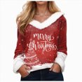 thumbnail image 1 of Rotm Christmas Sweatshirt for Women Trim V Neck Christmas Tshirts for Women Xmas Snowflake Graphic Holiday T Shirts Plus Size Long Sleeve Loose Fit Tops(Hot Pink,S), 1 of 4