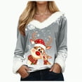 thumbnail image 1 of Rotm Christmas Tops for Women Trim V Neck Christmas Shirt Long Sleeve Tops Solid Casual Xmas Holiday Blouses Womens Novelty Christmas Gifts(Grey,L), 1 of 5