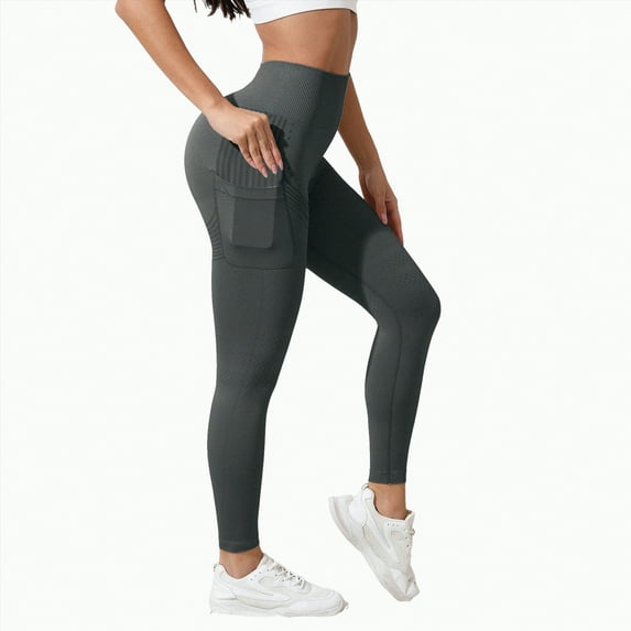 Rotm Clothes for Women Leggings with Pockets for Women Tummy Control High Waisted Yoga Pants Women Compression Workout Leggings Dark Gray,L