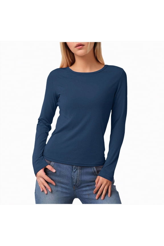 Cotton Long Sleeve Shirt Women Women's Stretch Microfiber Warm Long Underwear Top Navy,2XL