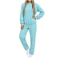 thumbnail image 1 of Rotm Cute Sets for Women Womens Sweatsuits 2 Piece Set Tracksuit 2025 Trendy Fall Long Sleeve Sweatshirt And Sweatpants Jogger Sweatsuit Light Blue,L, 1 of 7
