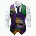 thumbnail image 1 of Rotm Dress Vest Men Vest Novelty Striped Print Suit Waistcoat Vintage Suit Vest Tuxedo Vest Gothic Vest Men 3D-Print Graphic Paisley Floral Waistcoats Dark Purple,2XL, 1 of 4