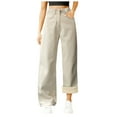 thumbnail image 1 of Rotm Fleece Jeans Women Solid Color Jeans, Winter Adults High Waisted Fleece Lined Jeggings with Pockets Beige,5XL/4XL, 1 of 4