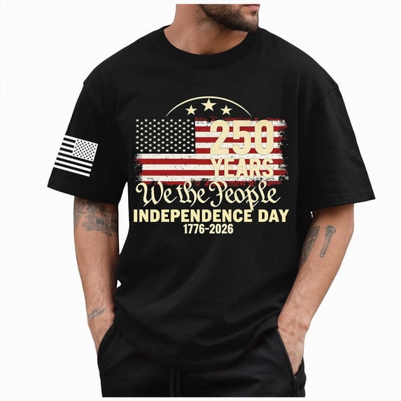 Rotm Fourth Of July Shirt Men Tie Dye T-Shirts for Men Independence Day American Flag Graphic Tee Crewneck Short Sleeve Holiday T Shirts Black,S