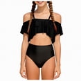 thumbnail image 1 of Rotm Girls Swimsuit Girls Swimsuit Cutout Bathing Suit Two Piece Swimsuits for Teen Girls Swimwear Set High Waisted Black,9-10 Years, 1 of 7