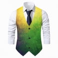 thumbnail image 1 of Rotm Green Vest Men Fashion Vest for Men Paisley Jacquard Tie Waistcoat Bow tie Hanky Lapel Pin Cufflinks Set Wedding Yellow,3XL, 1 of 4