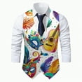 thumbnail image 1 of Rotm Green Vest Men Formal Suit Vest for Men Graphic Printed Evening Party Suit Single-Breasted Funny Vest White,M, 1 of 4
