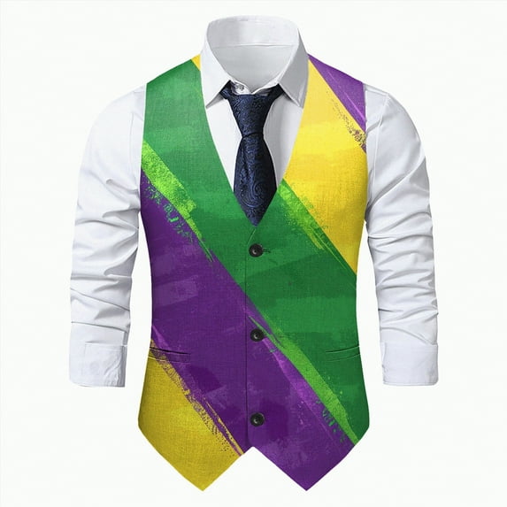 Rotm Green Vest Men Men Vest Novelty Striped Print Suit Waistcoat Vintage Suit Vest Tuxedo Vest Gothic Vest Men 3D-Print Graphic Paisley Floral Waistcoats Green,M