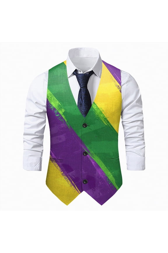 Green Vest Men Men Vest Novelty Striped Print Suit Waistcoat Vintage Suit Vest Tuxedo Vest Gothic Vest Men 3D-Print Graphic Paisley Floral Waistcoats Green,M