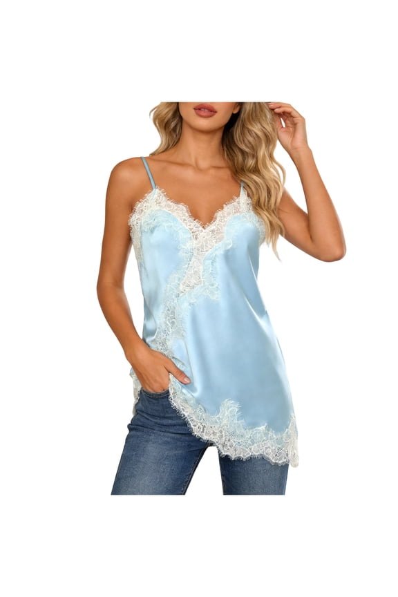 Guipure Lace Top Women's Sexy Vest,fashionable and sexy wooden ear edge lace buckle pleated pattern suspender vest lingerie Blue,L