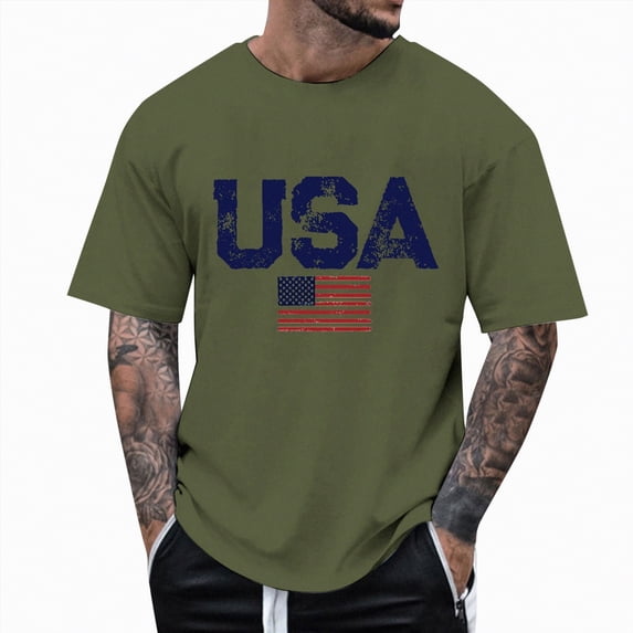 Rotm Independence Day Men'S Shirt Men's Tshirt 4th of July American Flag Short Sleeve Mens Shirts Retro Summer Vacation Casual Shirts Light Gray,M