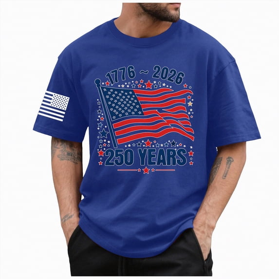 Rotm Independence Day Shirt Men's USA Flag Graphic T Shirts American Spartan Patriotic Shirts for Men Punisher Shirt Blue,M