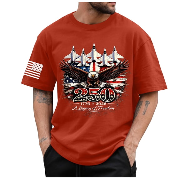 Rotm Independence Shirt Graphic Tees for Mens T-Shirts Men T Shirt Independence Day Printing Casual Basic Tee Tops Graphic Tees Red,L