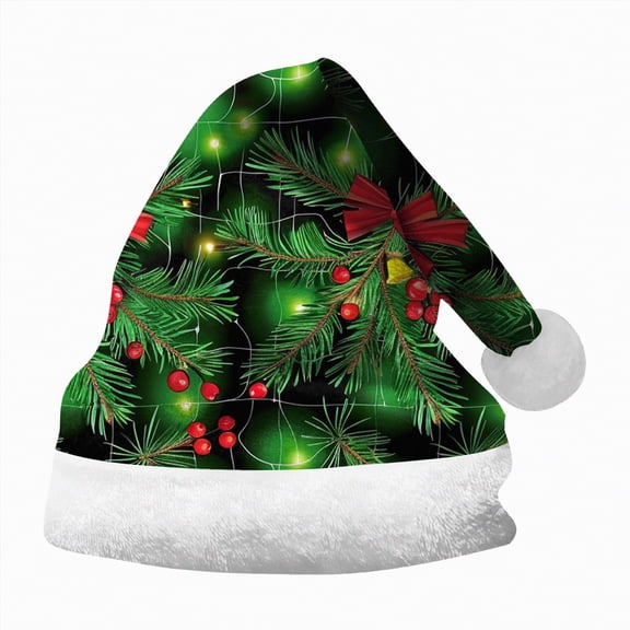 Rotm Ki'ds Santa Hat Cute Print Santa Hat Animal Christmas Hat Funny Holiday Party Headwear New Year Festive Accessory Green,S