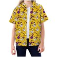 thumbnail image 1 of Rotm Kids Plaid Shirt Funky Casual Hawaiian Shirt Kids Boys Girls Pocket Very Loud Shortsleeve Unisex Beach Print Yellow,9-10 Years, 1 of 4