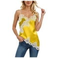 thumbnail image 1 of Rotm Lace Tops for Women Lace Tank Tops for Women Summer Going Out Tops Y2k Sexy Lace Top No Steel Ring Lingerie Double Lined Suspender Gold,M, 1 of 5
