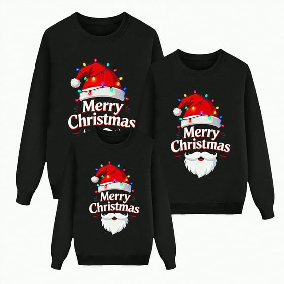 Rotm Matching Christmas Shirts Matching Family Christmas Sweatshirts 2025, Xmas Ugly Funny Jumper Long Sleeve Holiday Pullover Tops for Mom Dad Clothes Black,S