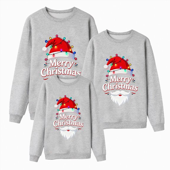 Rotm Matching Family Christmas Pajamas Matching Family Christmas Sweatshirts, Xmas Ugly Funny Jumper Long Sleeve Holiday Pullover Tops for Mom Dad Clothes Grey,5-6 Years