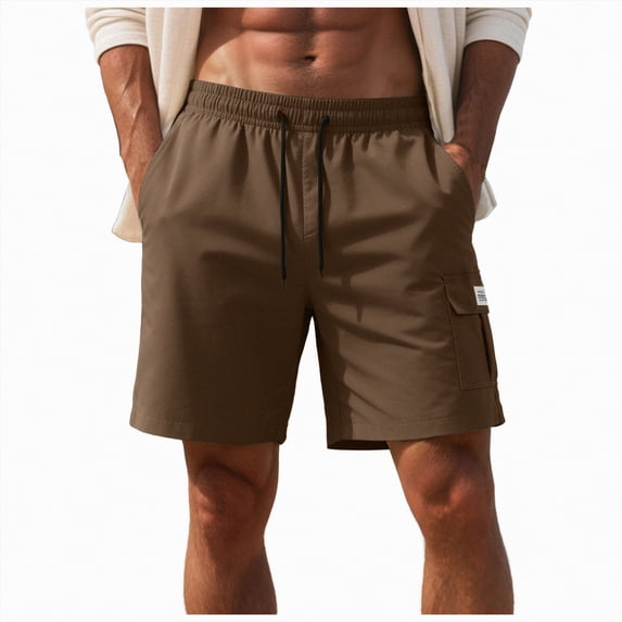 Rotm Mens Bathing Suits Men's Swim Trunks Quick Dry Bathing Suit Swimming Board Shorts Mesh Lining Beach Swimwear Coffee,L