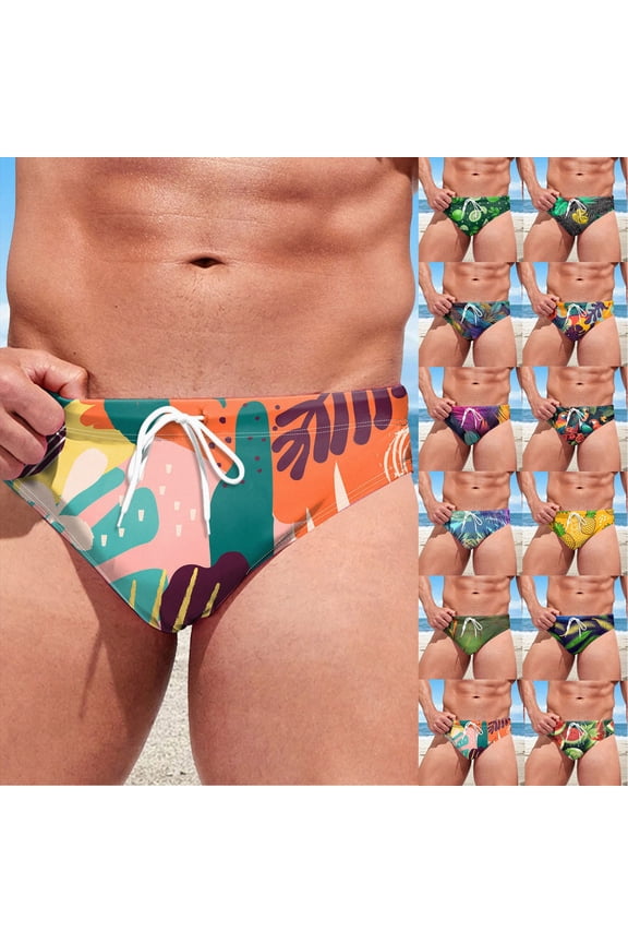 Mens Bikini Swimwear Men's Swimwear Bikini Swimming Briefs Drawstring Swimsuits Board Surf Shorts Trunks Gold,S