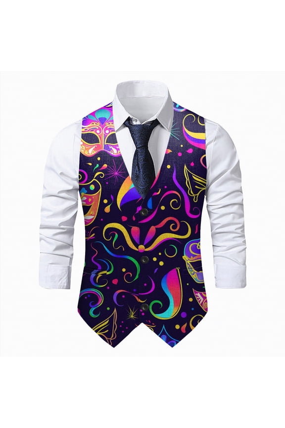 Mens Dress Vest Sequin Vest Party formal V-Neck Shiny Waistcoat for Wedding Events Mardi Gras St Patricks Day Carnival Silver Purple,4XL