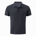thumbnail image 1 of Rotm Mens Polo Mens Ice Silk Polo Shirt Short Sleeve Lapel Mesh Print Henry Shirts Summer Classic Breathable Quick Dry Button Tops Dark Gray,S, 1 of 5