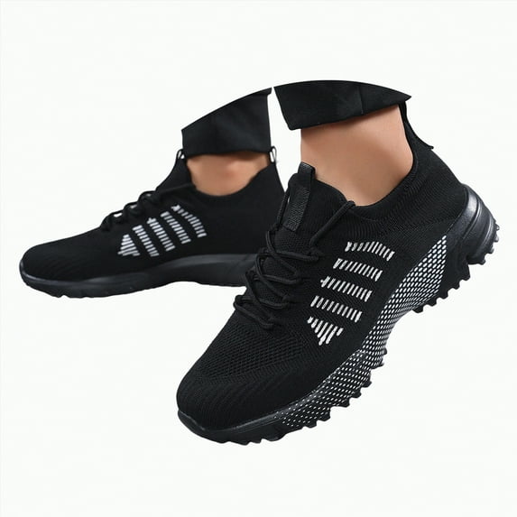 Rotm Mens Slip On Walking Shoes Tennis Shoes Non Slip Running Shoes Lightweight Workout Shoes Fashion Sneakers Mens Sneaker Black,Size 8.5